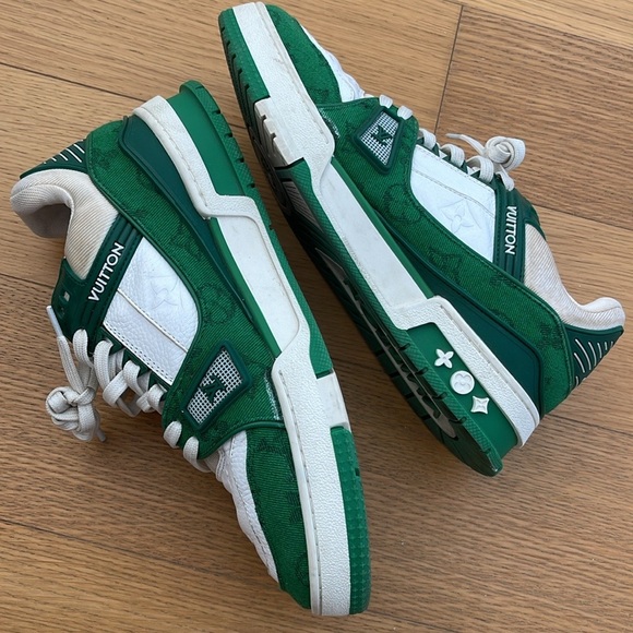 Louis Vuitton Green and White Sneakers - Picture 3 of 7